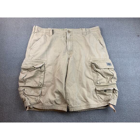Y2K Lee Dungarees Men's Size 34 Cargo Shorts Beige Work‎ Outdoors HIking - Picture 1 of 10